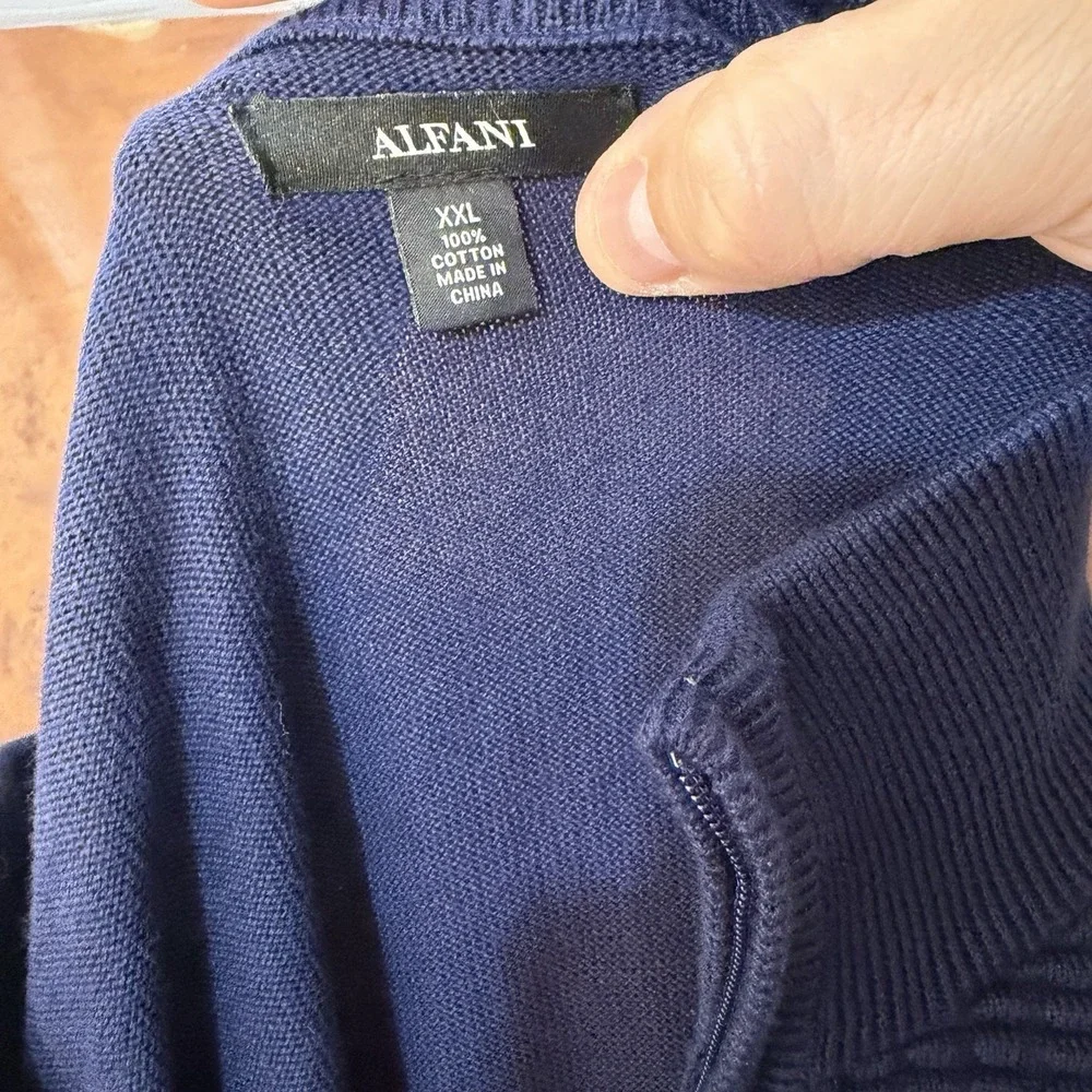 Alfani Mens Quarter-Zip Knit Sweater Navy Stretch‎ 2XL